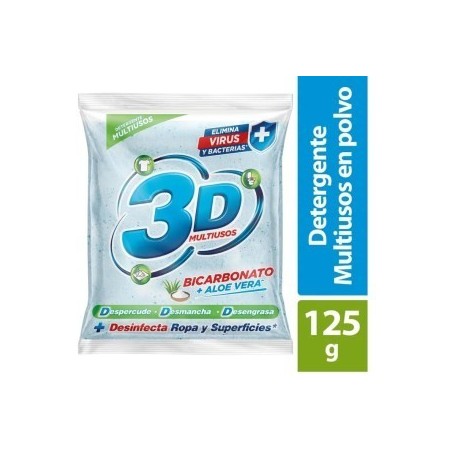 DETERGENTE EN POLVO 3D X 125 GR CJ X 60 UND