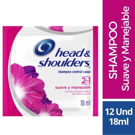 SHAMPOO H&S SUAVE Y MANEJABLE X 18 ML X 12 UND CJ X 25 UND