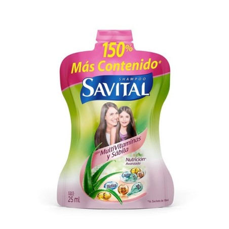 SHAMPOO SAVITAL MULTIVITAMINAS X 20 UND X 25 ML CJ X 24 UND