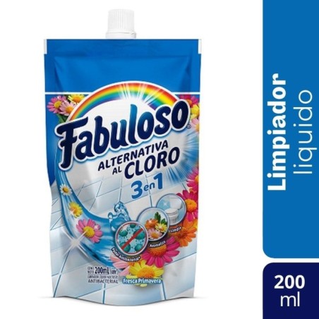 LIMPIADOR FABULOSO FRESCA PRIMAVERA DOYPACK X 200 ML (AZUL CLARO)