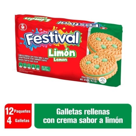 GALLETA FESTIVAL LIMÓN PEQUEÑA X 12 GR CJ X 24 UND