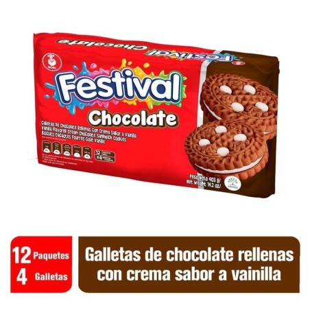 GALLETA FESTIVAL CHOCOLATE PEQUEÑA X 12 GR CJ X 24 UND