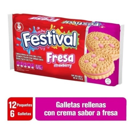 GALLETA FESTIVAL FRESA GRANDE X 12 GR CJ X 24 UND CJ X 24 UND