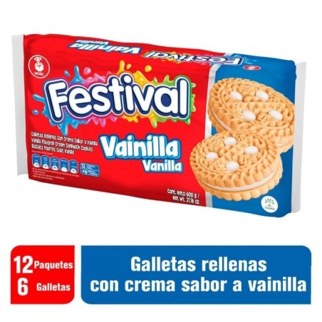GALLETA FESTIVAL VAINILLA GRANDE X 12 GR CJ X 24 UND