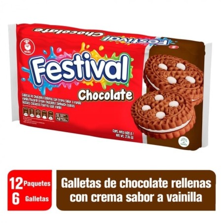 GALLETA FESTIVAL CHOCOLATE GRANDE X 12 GR CJ X 24 UND