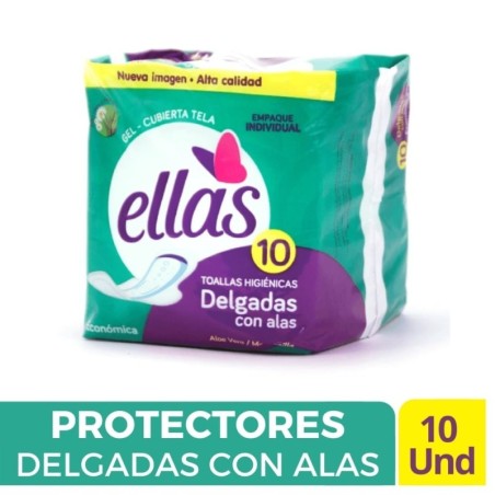 TOLLAS HIGIENICAS ELLAS DELGADAS CON ALAS X 10 UND CJ X 48 UND