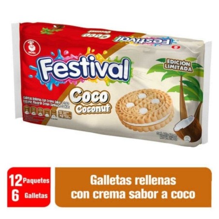 GALLETA FESTIVAL COCO GRANDE X 12 GR CJ X 24 UND