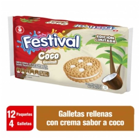 GALLETA FESTIVAL COCO PEQUEÑA X 12 GR CJ X 24 UND