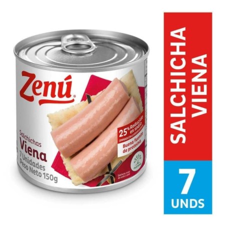 SALCHICHAS VIENA ZENU LATA X 150 GR CJ X 48 UND