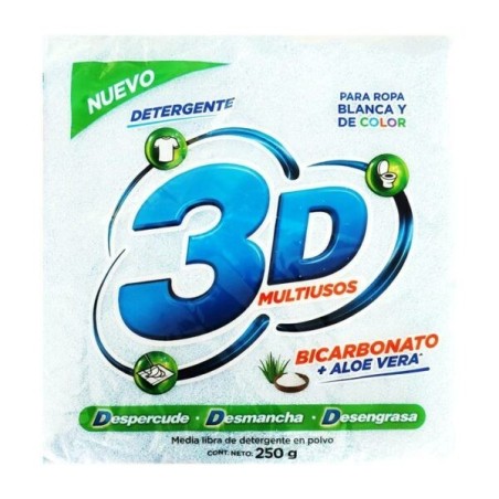 DETERGENTE EN POLVO 3D X 250 GR CJ X 24 UND