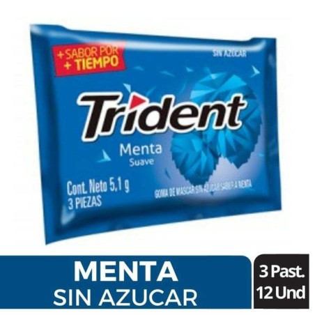 CHICLE TRIDENT MENTA X 3 UND X 12 UND