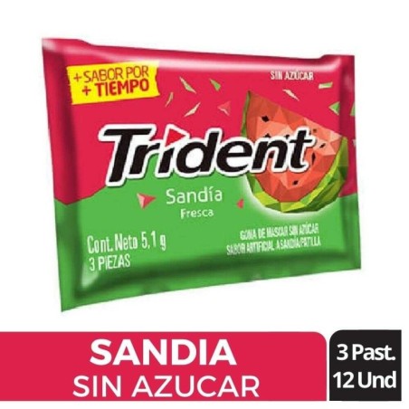 CHICLE TRIDENT SANDIA X 3 UND X 12 UND