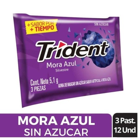 CHICLE TRIDENT MORA AZUL X 3 UND X 24 UND CJ X 30 UND