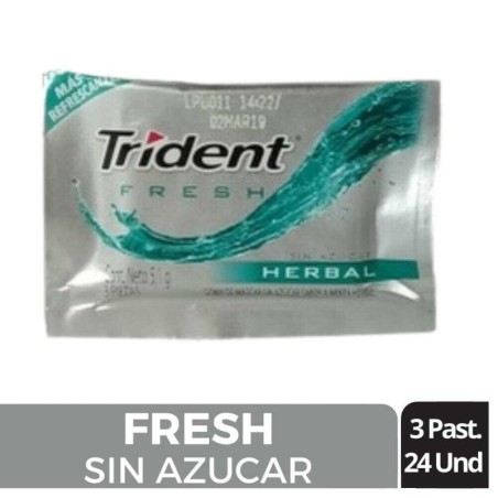 CHICLE TRIDENT HERBAL FRESH X 3 UND X 24 UND CJ X 30 UND