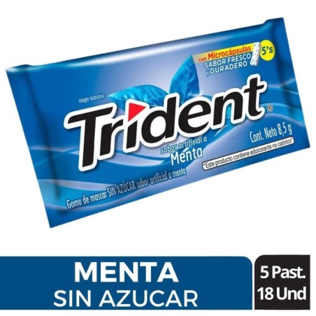 CHICLE TRIDENT MENTA X 5 X 18 UND CJ X 30 UND