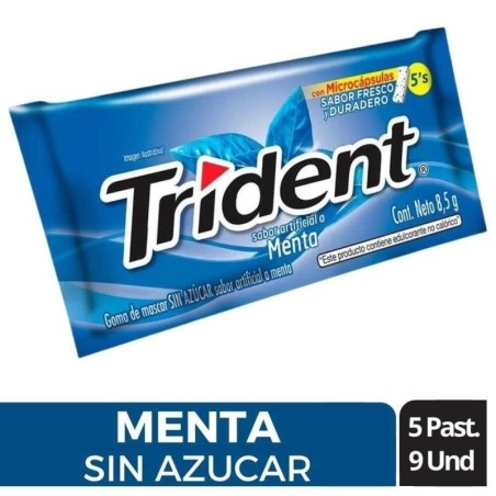 CHICLE TRIDENT MENTA X 5 X 9 UND