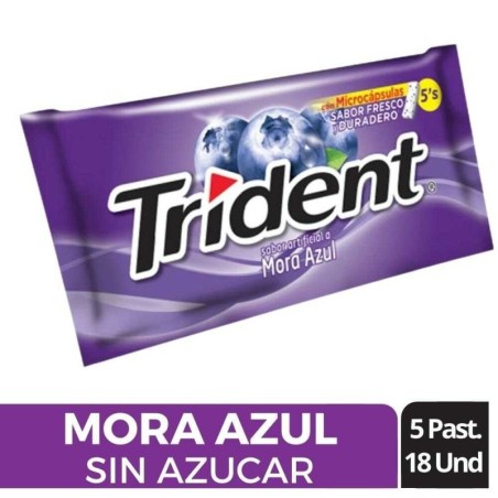 CHICLE TRIDENT MORA AZUL X 5 X 18 UND CJ X 30 UND