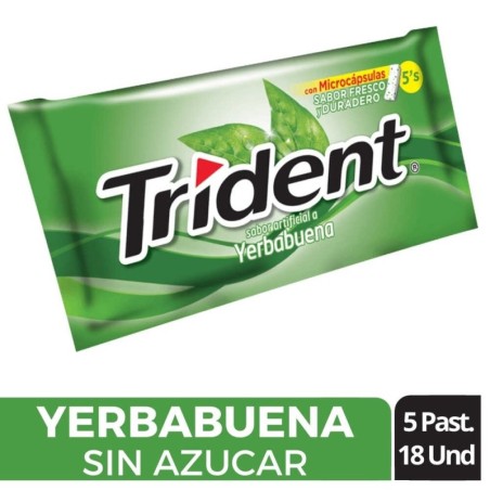 CHICLE TRIDENT YERBABUENA X 5 X 18 UND CJ X 30 UND