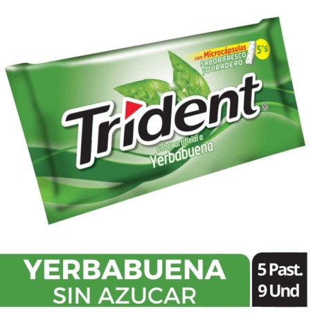 CHICLE TRIDENT YERBABUENA X 5 X 9 UND