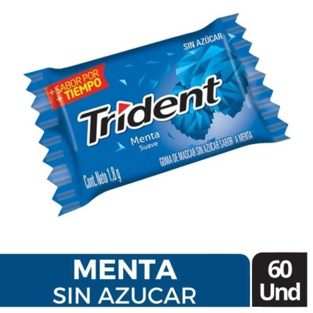 CHICLES TRIDENT MENTA X 60 UND CJ X 30 UND
