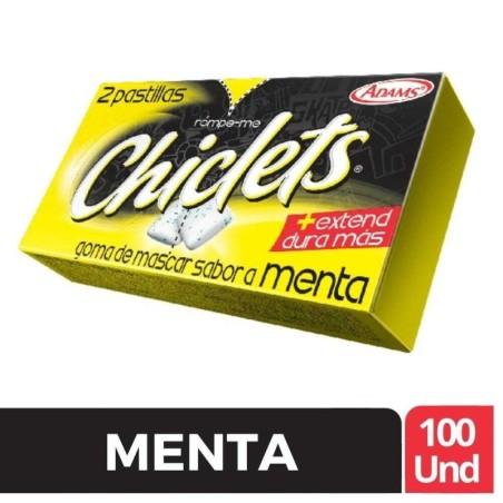 CHICLES ADAMS PEQUEÑOS MENTA X 100 UND CJ X 54 UND