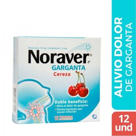 NORAVER GARGANTA PASTILLA CEREZA  X 12 TABLETAS CJ X 12 UND