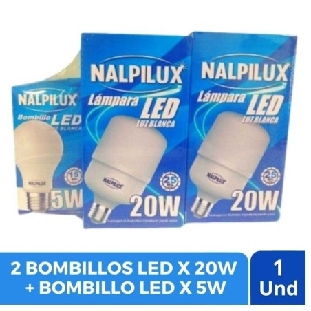 BOMBILLOS LED 20W  X 2 + BOMBILLO LED 9W CJ X 30 UND