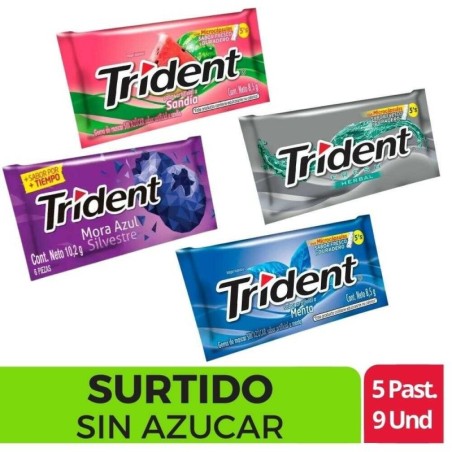 CHICLE TRIDENT SURTIDO X 5 X 9 UND