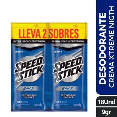 DESODORANTE DUO SPEED STICK CREMA XTREME NIGHT X 9 GR X 18 UND CJ X 24 UND