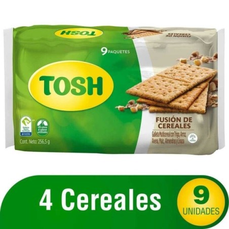 GALLETAS TOSH FUSION DE CEREALES X 9 UND CJ X 24 UND