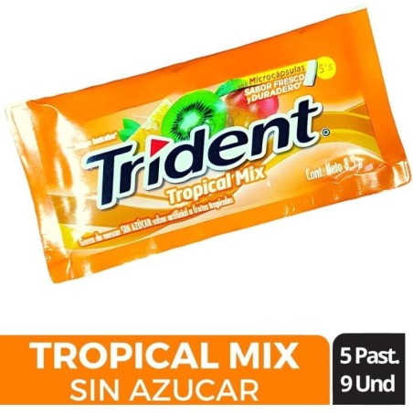 CHICLE TRIDENT TROPICAL MIX X 5 X 9 UND