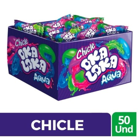 CHICLES OKA LOKA AQUA X 50 UND CJ X 12 UND
