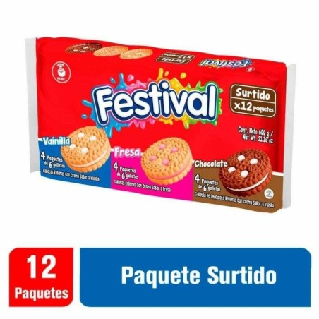 GALLETA FESTIVAL SURTIDA GRANDE X 12 GR CJ X 24 UND