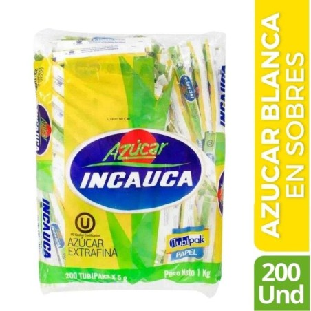 AZUCAR INCAUCA EN SOBRES X 200 UND CJ X 10 UND