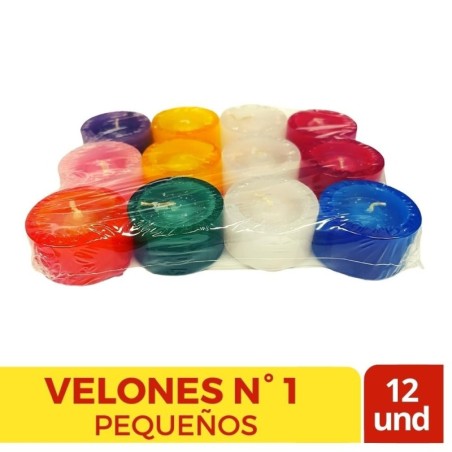 VELADORAS PEQUEÑA N1 COLORES  X 12 UND CJ X 10 UND