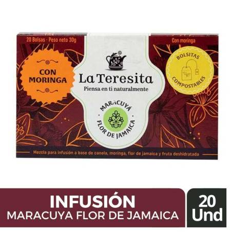 INFUSION MARACUYA Y FLOR DE JAMAICA X 30 GR X 20 UND