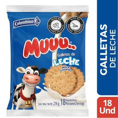 GALLETAS MUUU LECHE X 18 UND CJ X 30 UND