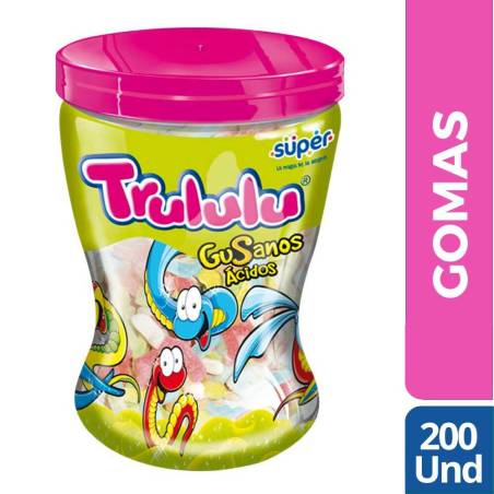 GOMAS TRULULU GUSANOS ACIDOS X 200 UND CJ X 12 UND