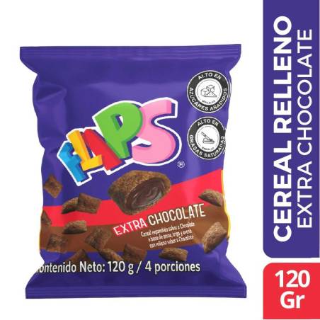 CEREAL RELLENO DE EXTRA CHOCOLATE FLIPS X 120 GR CJ X UND