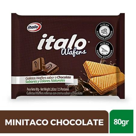GALLETAS MINITACO ITALO CHOCOLATE X 80 GR CJ 24 UND