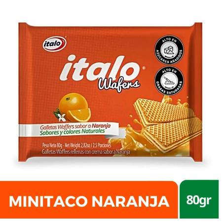 GALLETAS MINITACO ITALO NARANJA X 80 GR CJ 24 UND