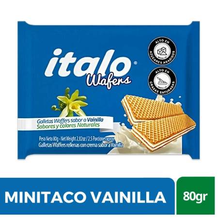 GALLETAS MINITACO ITALO VAINILLA X 80 GR CJ 24 UND