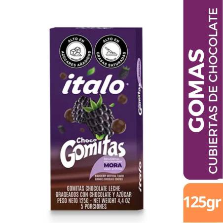 GOMAS DE CHOCOLATE CON MORA X 125 GR CJ 72 UND