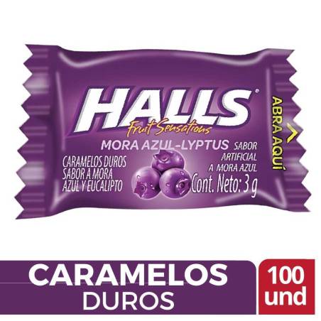 HALLS PEPA MORA AZUL X 100 UND CJ X 30 UND