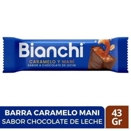 BIANCHI EN BARRA XL CARAMELO MANI SABOR A CHOCOLATE X 43 GR CJ X UND