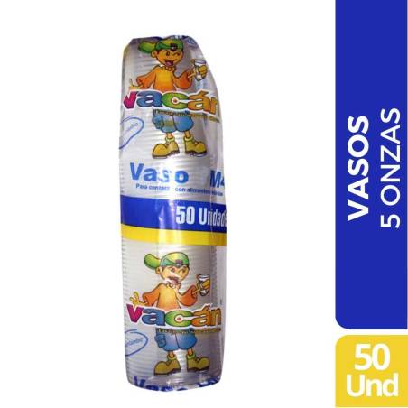 VASOS DESECHABLES 5 ONZAS VACAN  X 50 UND CJ X 60 UND