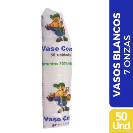 VASOS DESECHABLES 7 ONZAS VACAN BLANCO  X 50 UND CJ X 60 UND