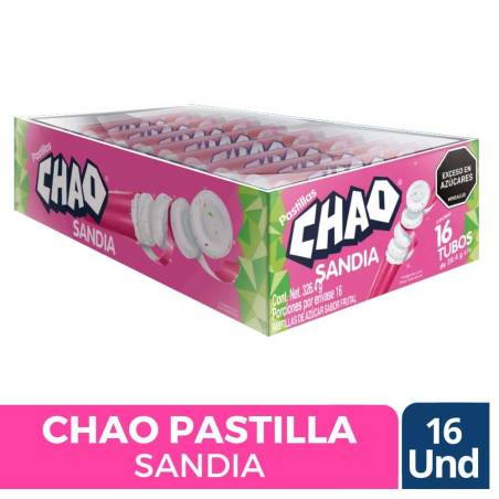MENTA CHAO PASTILLAS SANDIA X 16 UND CJ X 12 UND