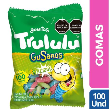 GOMAS TRULULU GUSANOS X 100 UND CJ X 12 UND