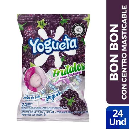 CARAMELO YOGUETA FRUTALES MORA X 24 UND CJ X 16 UND
